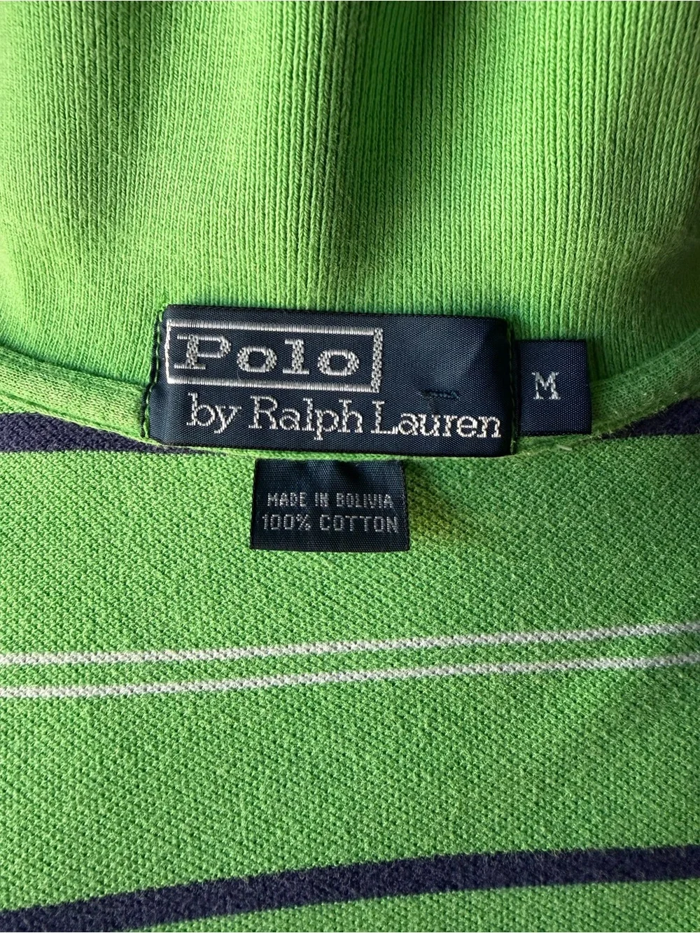 Polo Ralph Lauren Short Sleeve Polo Shirt Men’s Medium Lime Green Navy Stripe